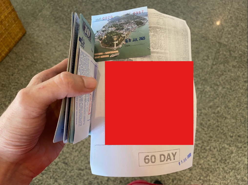 Boat service ticket into Myanmar with Visa stamp